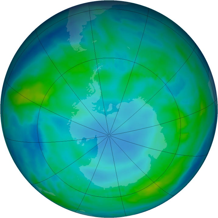 Antarctic ozone map for 05 May 2013